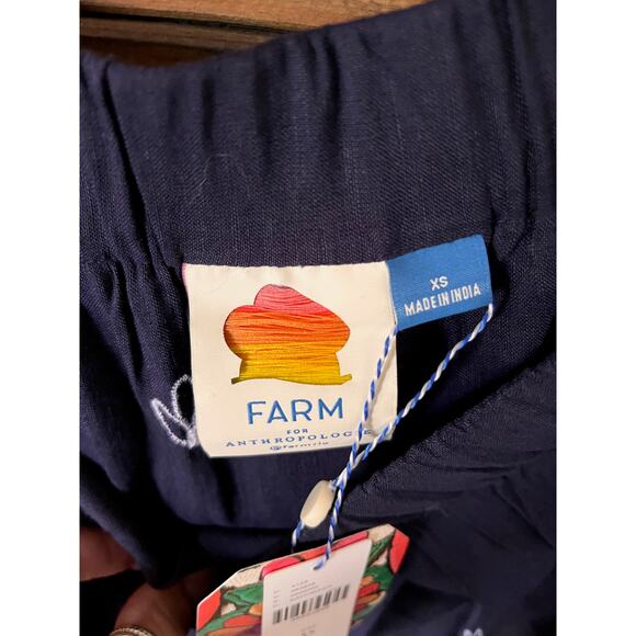 NWT FARM RIO X ANTHROPOLOGIE Jackie Embroidered Romper shorts Sz Xs Navy/White - Picture 3 of 11